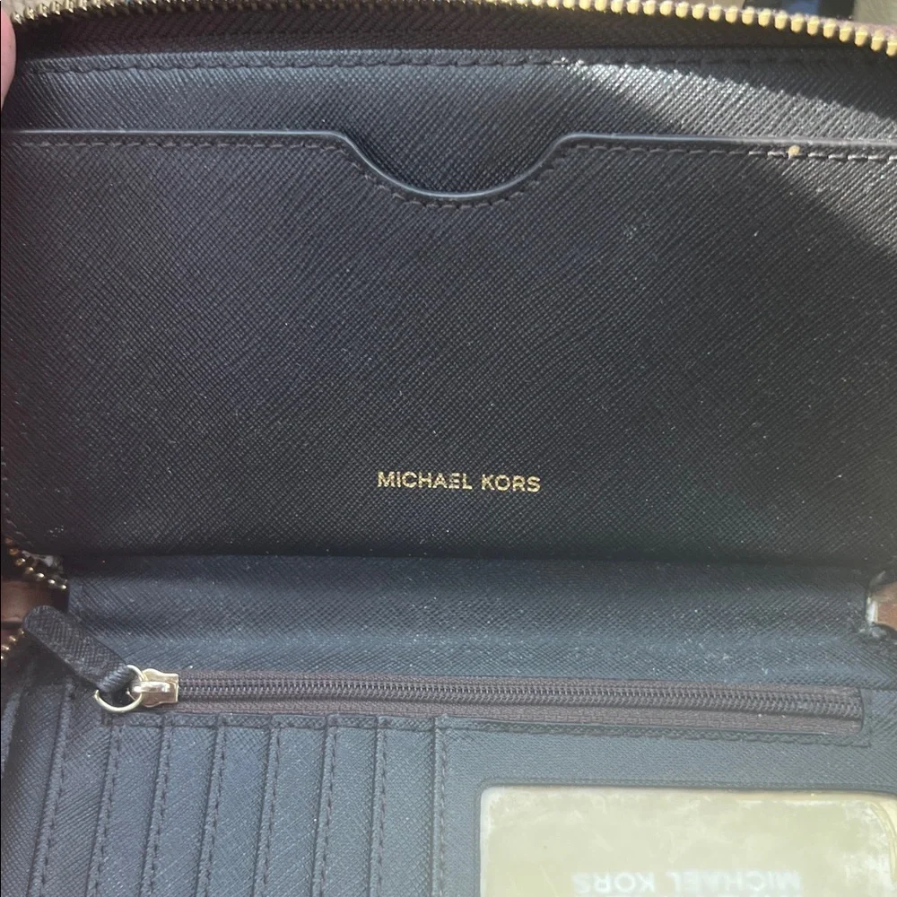 Michael Kors Dark Brown Wristlet with Gold Accents